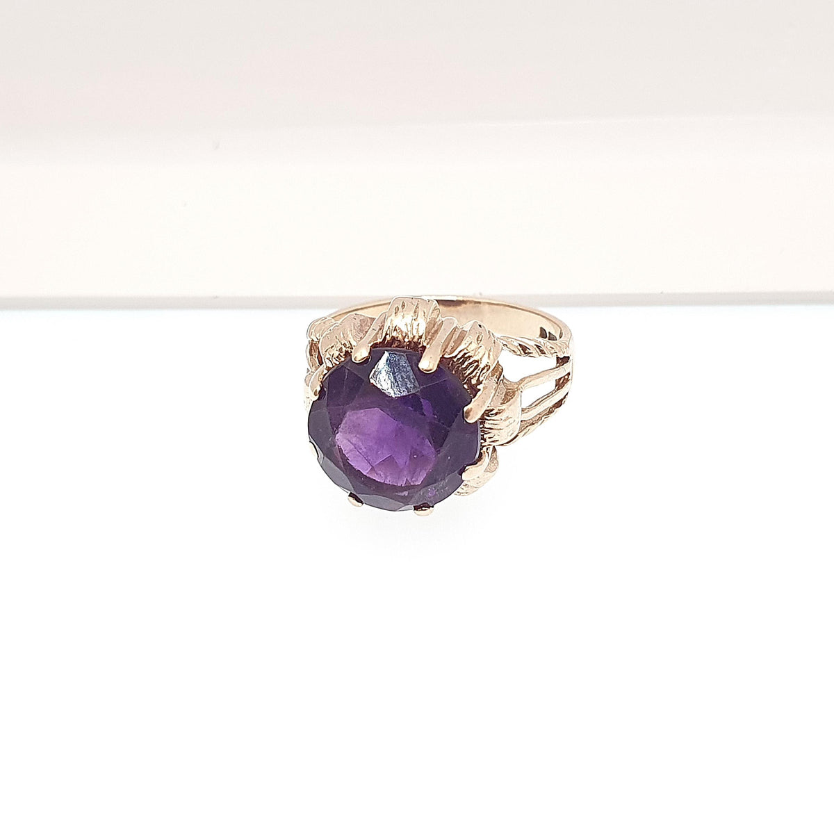 Vintage 9ct 375 Gold Amethyst Ring Oval Cut Solid 9k Fine Estate Purple Gemstone Genuine Real Retro Hallmarked Womens Jewellery Jewelry