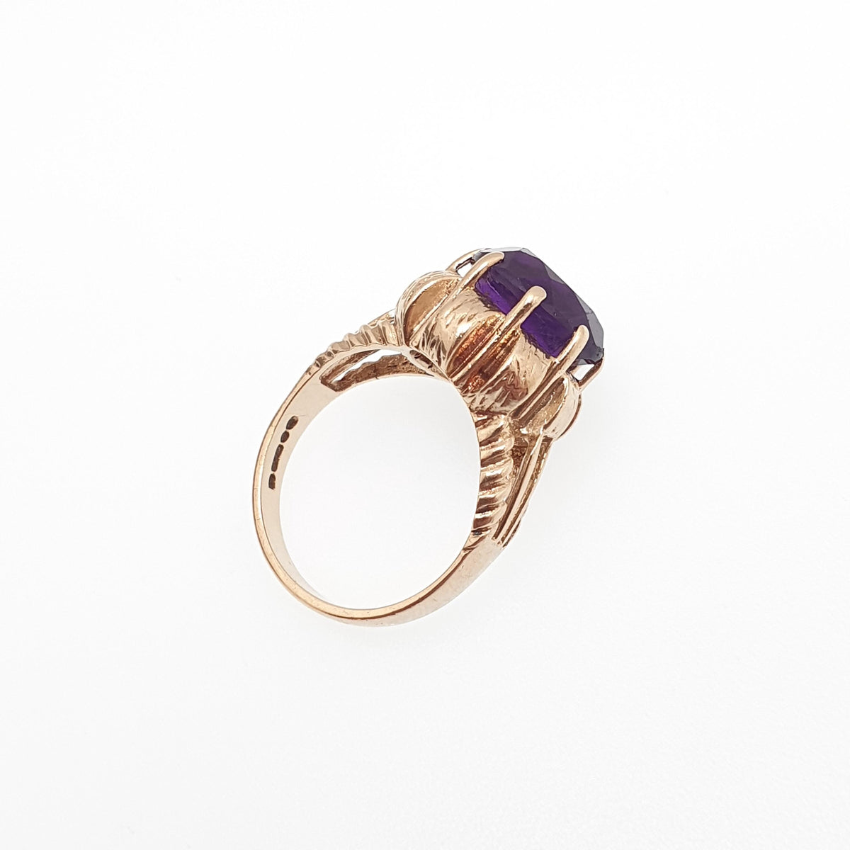 Vintage 9ct 375 Gold Amethyst Ring Oval Cut Solid 9k Fine Estate Purple Gemstone Genuine Real Retro Hallmarked Womens Jewellery Jewelry