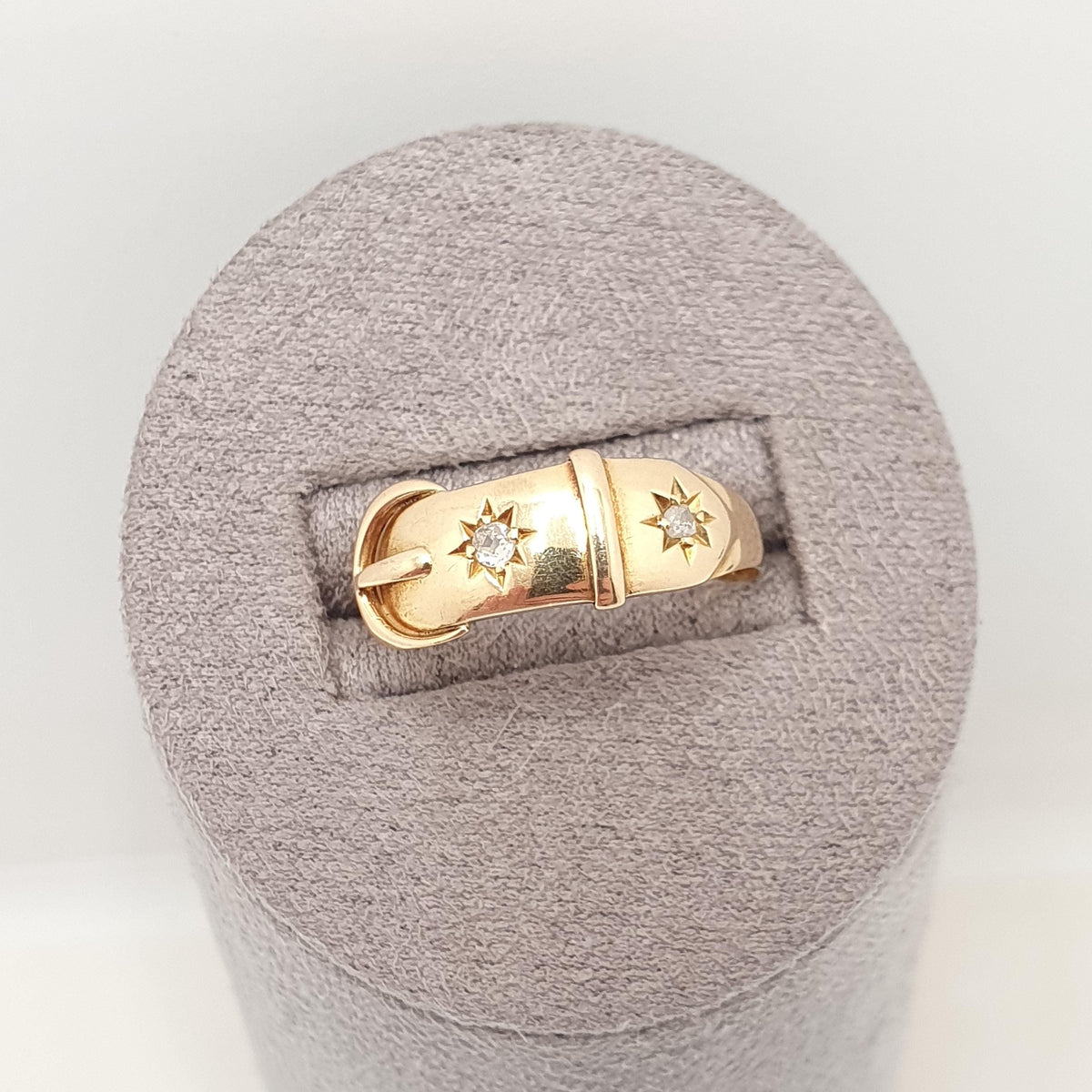 Antique 18ct Gold Belt Buckle Diamond Ring Victorian Solid 18k 18kt Yellow Star Setting 1800s Vintage Mens Womens Jewelry Jewellery