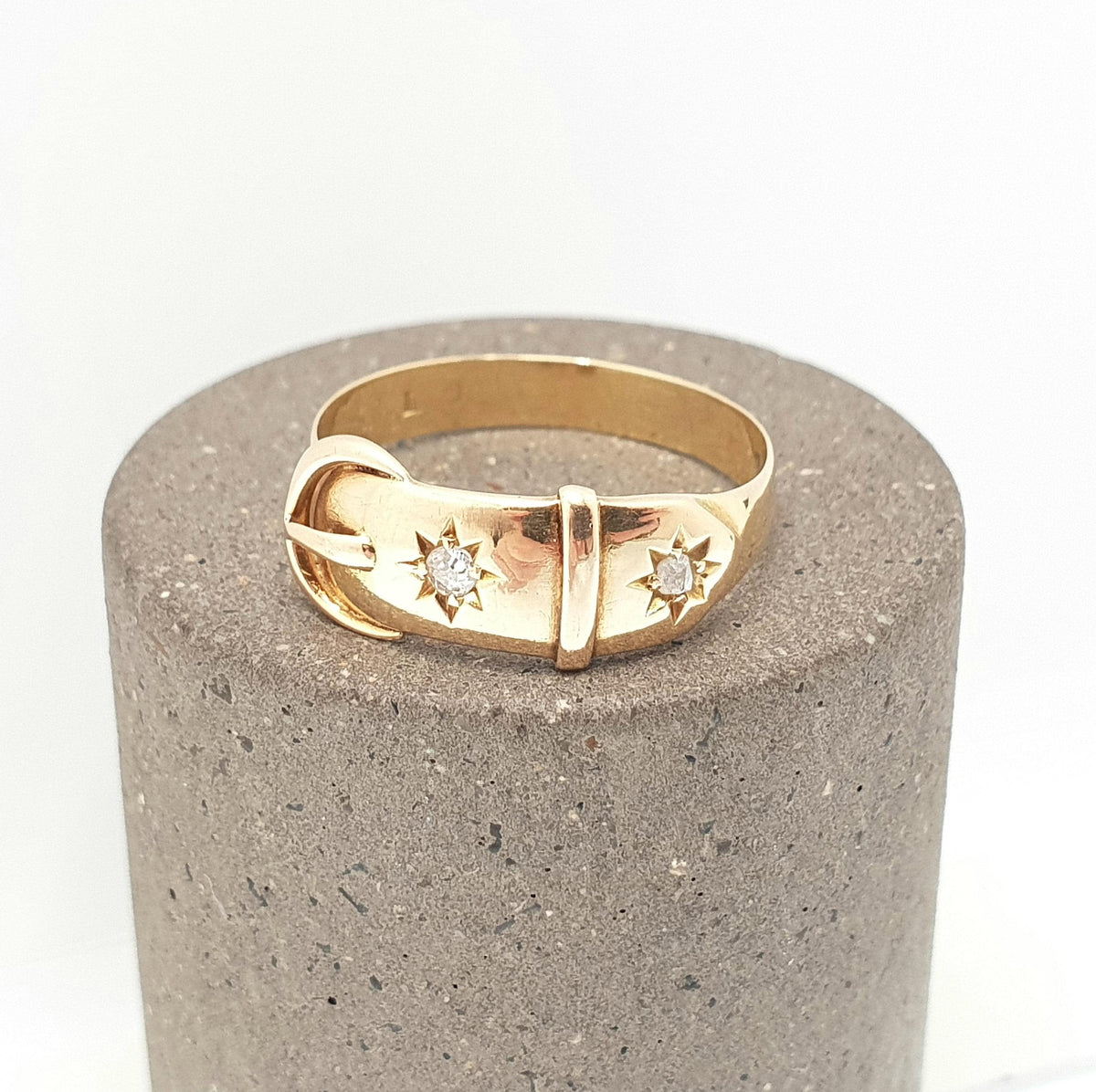 Antique 18ct Gold Belt Buckle Diamond Ring Victorian Solid 18k 18kt Yellow Star Setting 1800s Vintage Mens Womens Jewelry Jewellery