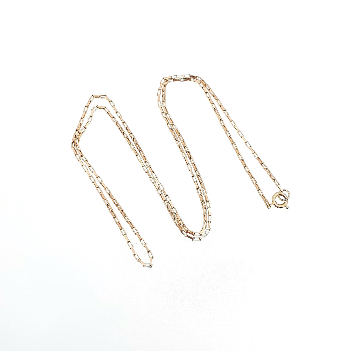 Vintage 9k 9ct Gold Chain Necklace Rectangular Box Link Long 46cm 18.1" 1.99g Solid 375 Yellow Womens Mens Jewellery Jewelry