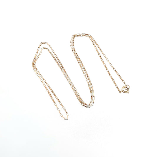 Vintage 9k 9ct Gold Chain Necklace Rectangular Box Link Long 46cm 18.1" 1.99g Solid 375 Yellow Womens Mens Jewellery Jewelry