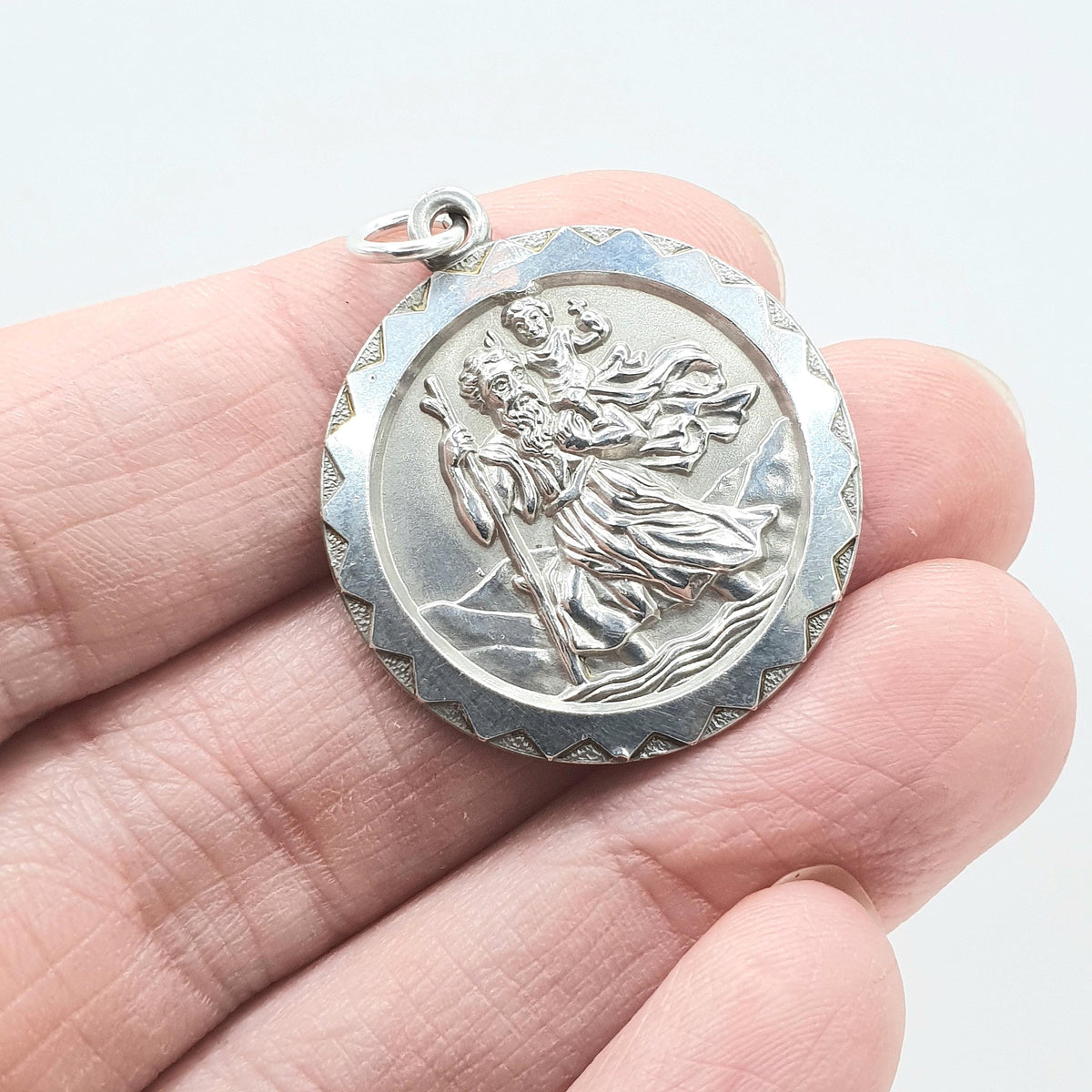 Vintage Sterling Silver GEORG JENSEN St Christopher Pendant Double Sided Necklace Car Plane Boat Retro Women’s Jewellery Jewelry