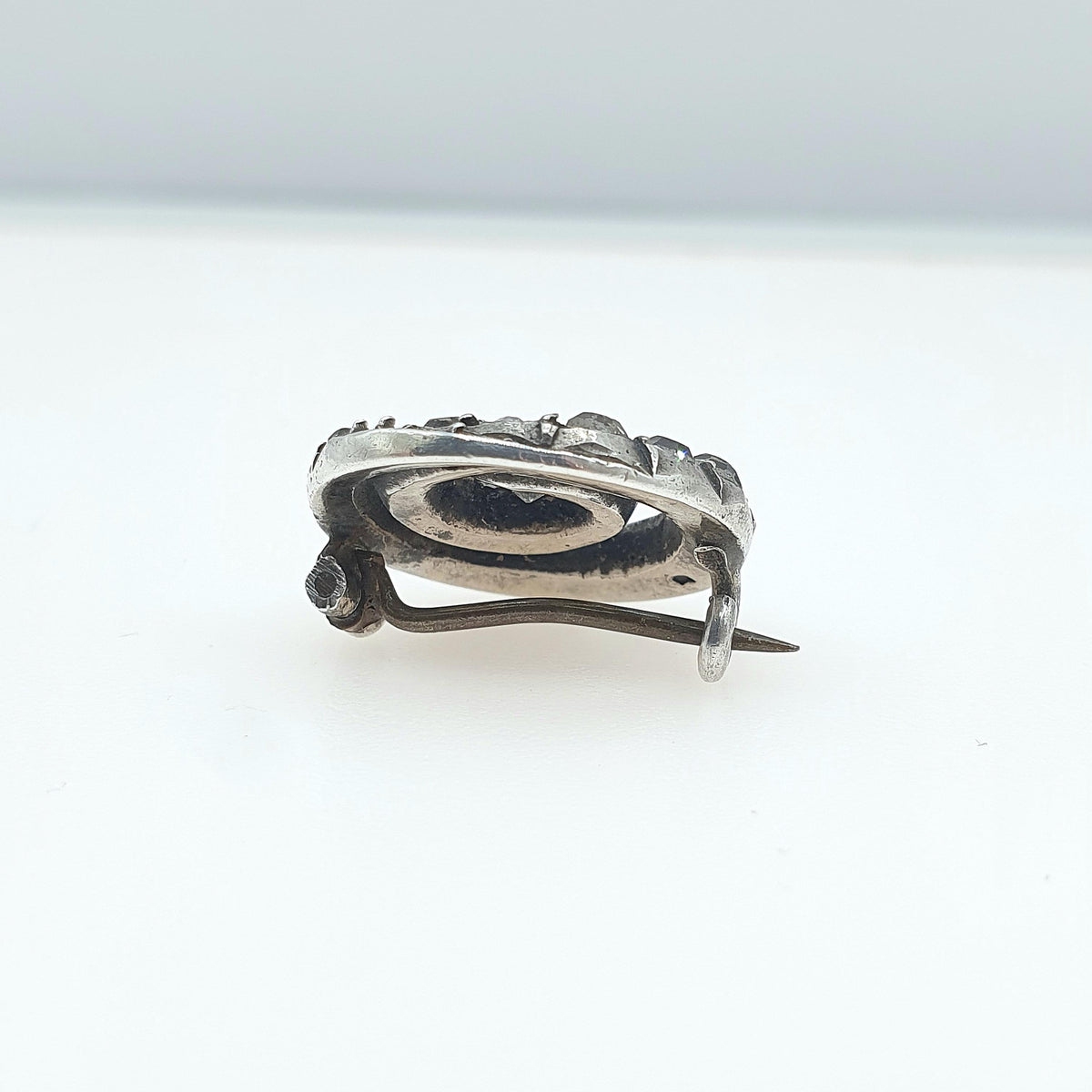 Antique Victorian Solid Silver Diamond Paste Spiral Brooch Swirl Old Cut Pastes Handmade 1800s Vintage Womens Jewelry Jewellery