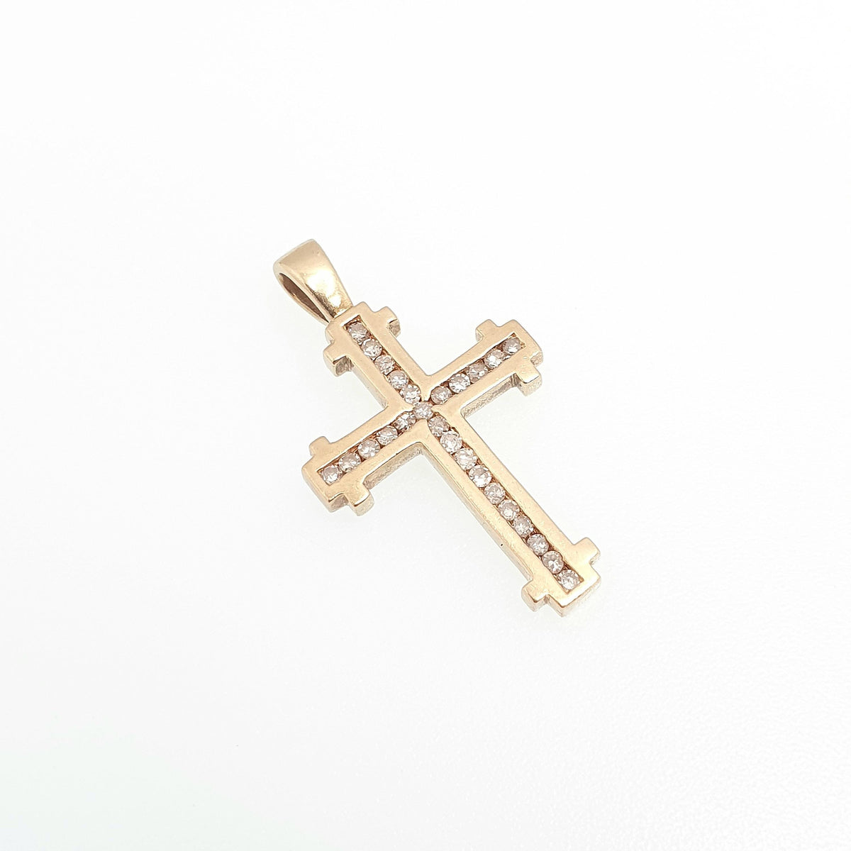 Vintage 9ct Gold Diamond Cross Crucifix Pendant Natural Diamonds Solid 9k 9kt 375 Necklace Yellow Gold Retro Jewelry
