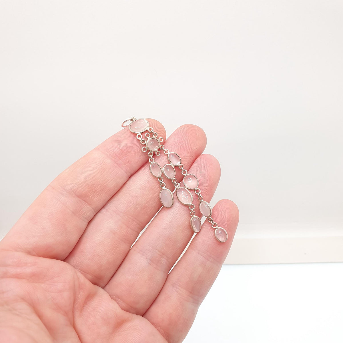 Antique Moonstone Solid Silver Necklace Pendant Tassel Hanging Drop Cabochon Cut Gemstone Adularescence Jewelry Jewellery