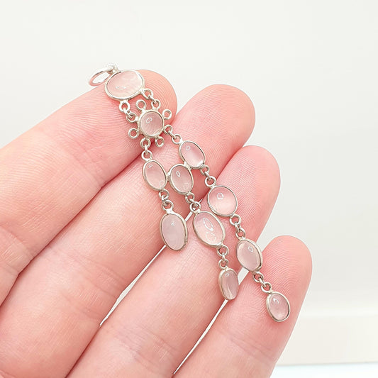 Antique Moonstone Solid Silver Necklace Pendant Tassel Hanging Drop Cabochon Cut Gemstone Adularescence Jewelry Jewellery