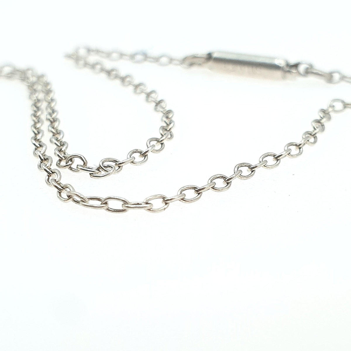Antique Solid Silver Cable Link Chain Necklace Victorian Trace Links Barrel Clasp 46cm 18.1” 1.73g Jewelry Jewellery Womens Unisex