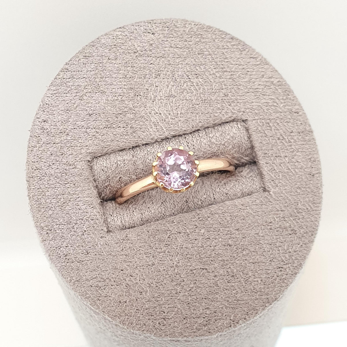 Antique 14k Gold Amethyst Ring Victorian Round Cut 18k Bezel Solitaire Solid 14kt and 18kt Genuine Gemstone Vintage Womens Jewelry Jewellery