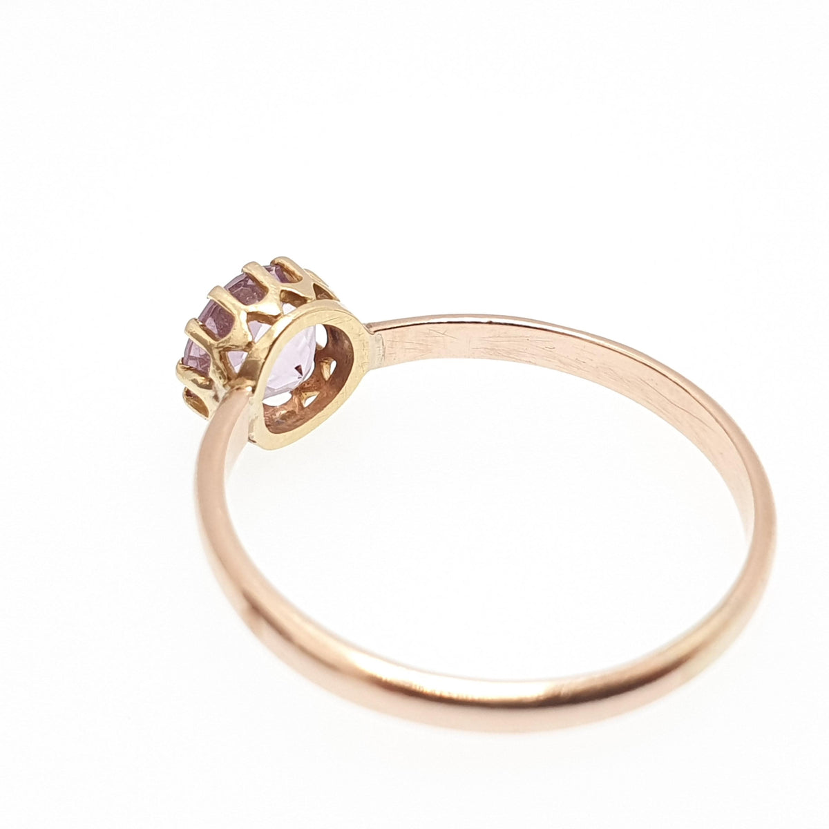 Antique 14k Gold Amethyst Ring Victorian Round Cut 18k Bezel Solitaire Solid 14kt and 18kt Genuine Gemstone Vintage Womens Jewelry Jewellery