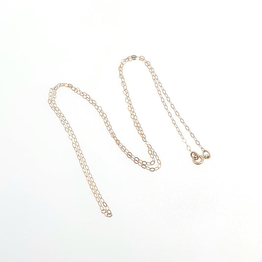 Vintage 9ct Gold Cable Link Chain Necklace Fine Trace Link Oval Solid 9k 9kt 0.39g 40cm Jewelry Jewellery
