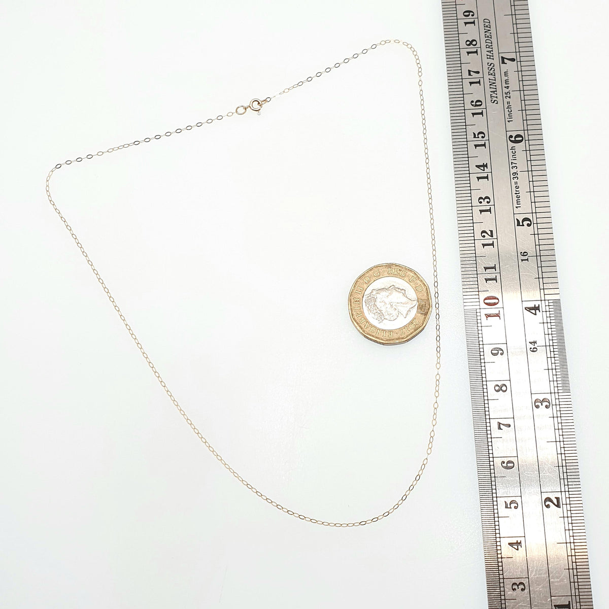 Vintage 9ct Gold Cable Link Chain Necklace Fine Trace Link Oval Solid 9k 9kt 0.39g 40cm Jewelry Jewellery