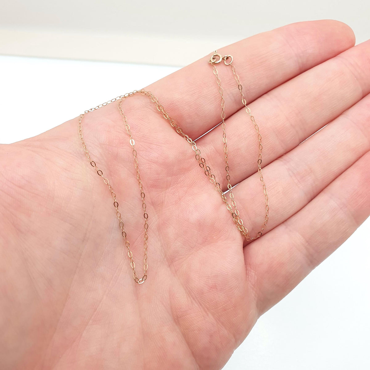 Vintage 9ct Gold Cable Link Chain Necklace Fine Trace Link Oval Solid 9k 9kt 0.39g 40cm Jewelry Jewellery
