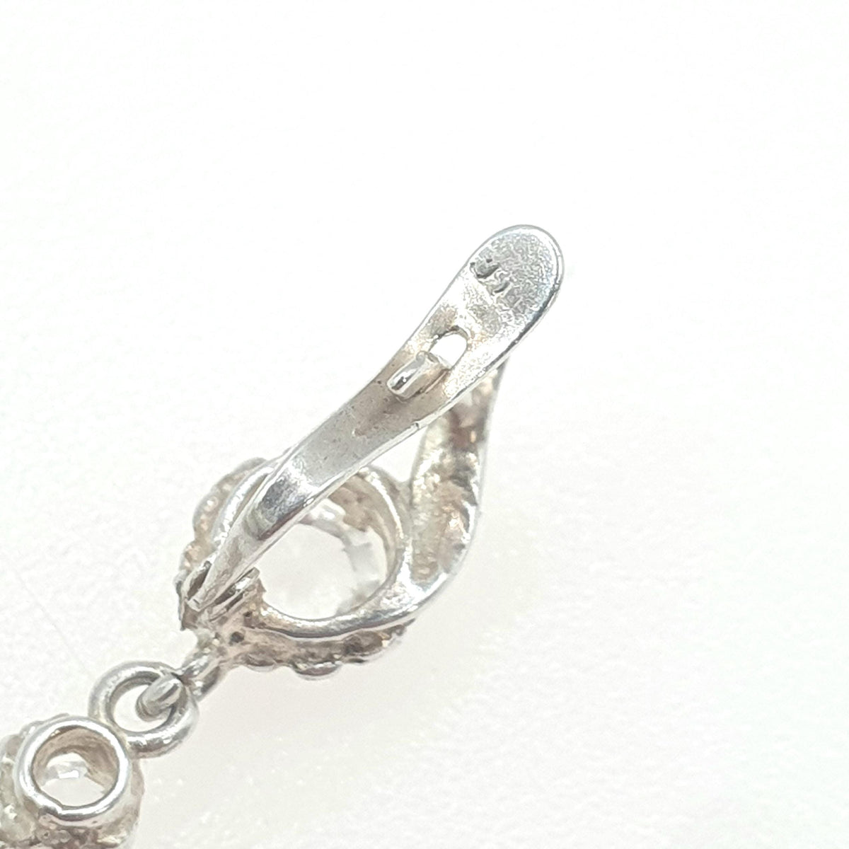 Antique Sterling Silver Diamond Paste Drop Earrings Hanging 4 Stone Round Cut Safety Latch Womens Vintage Jewelry Jewellery