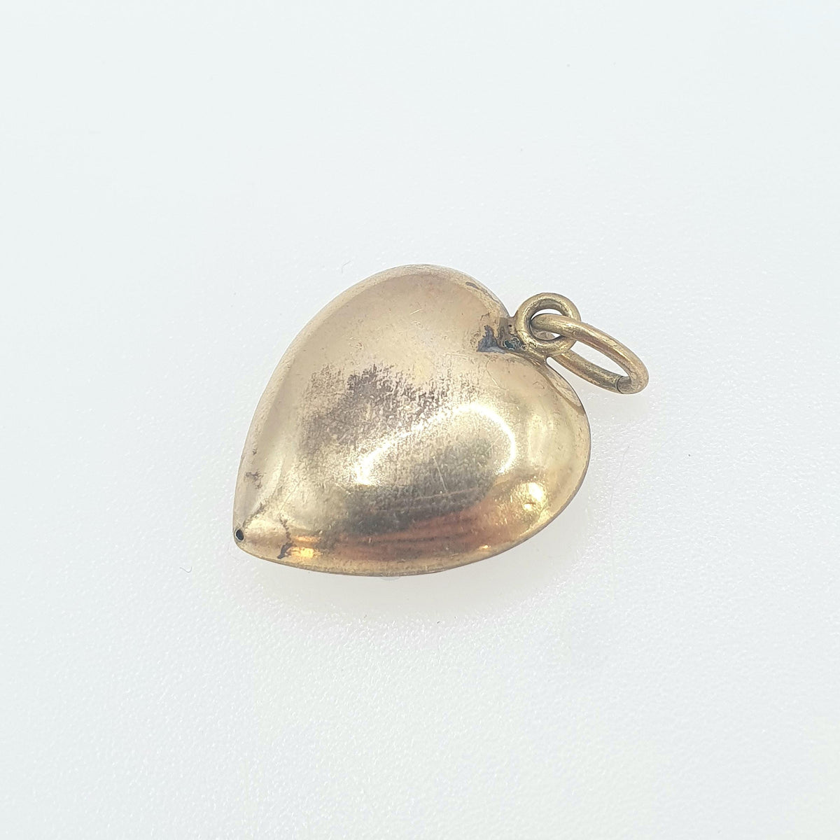 Antique Victorian Rolled Gold Pearl & Emerald Paste Puffer Heart Pendant Faux Pearls Grid Pattern Womens Jewelry Vintage Jewellery