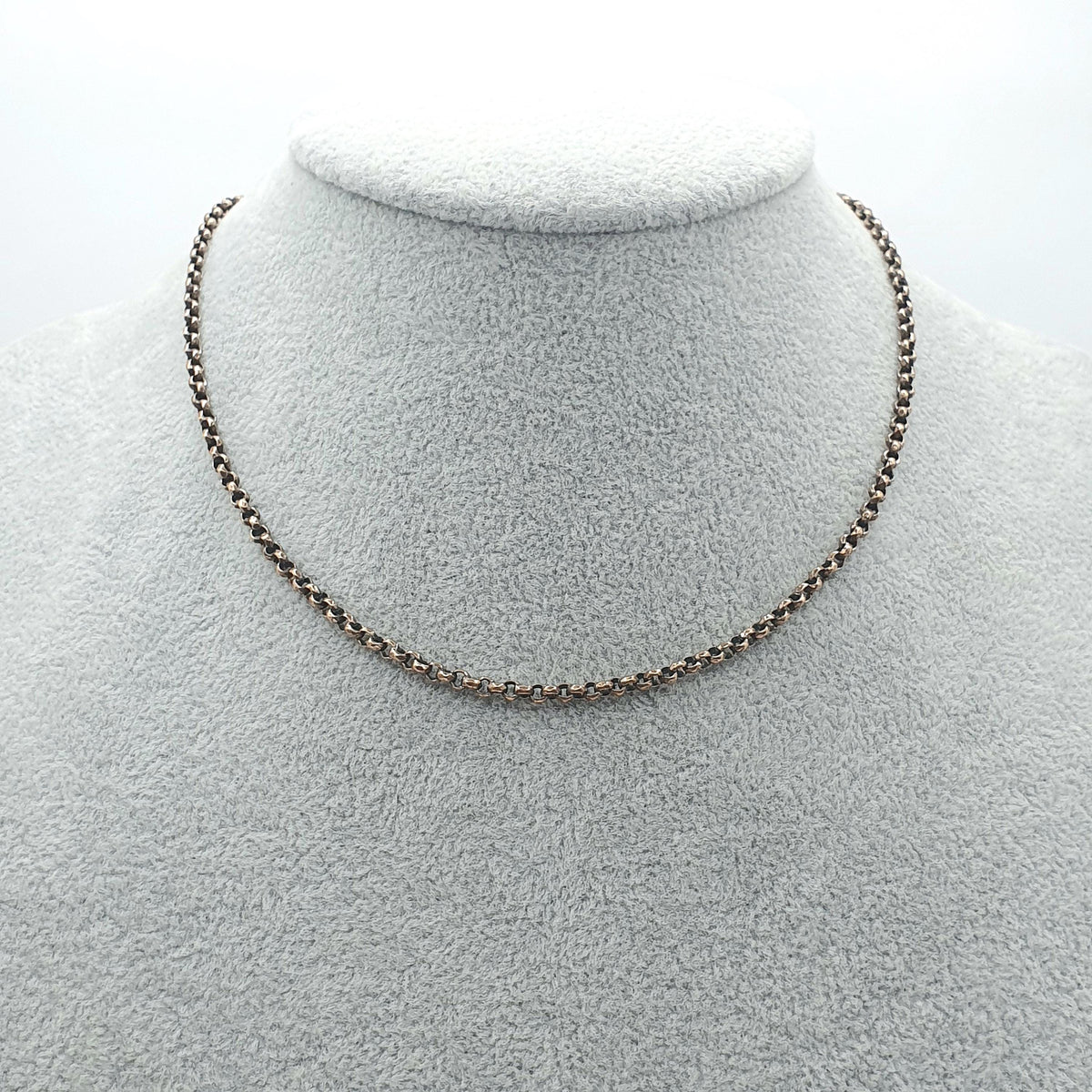 Antique Victorian Rose Gold Gilt Belcher Chain Necklace Faceted Rolo Round Links 7.07g 38.5cm Vintage Jewelry Jewellery Womens