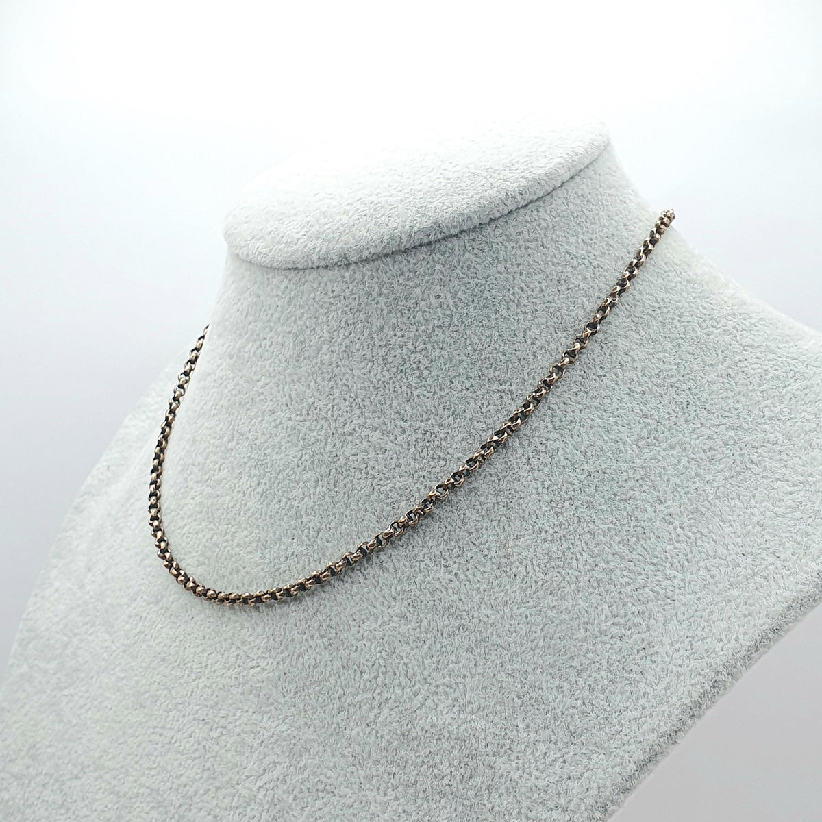 Antique Victorian Rose Gold Gilt Belcher Chain Necklace Faceted Rolo Round Links 7.07g 38.5cm Vintage Jewelry Jewellery Womens