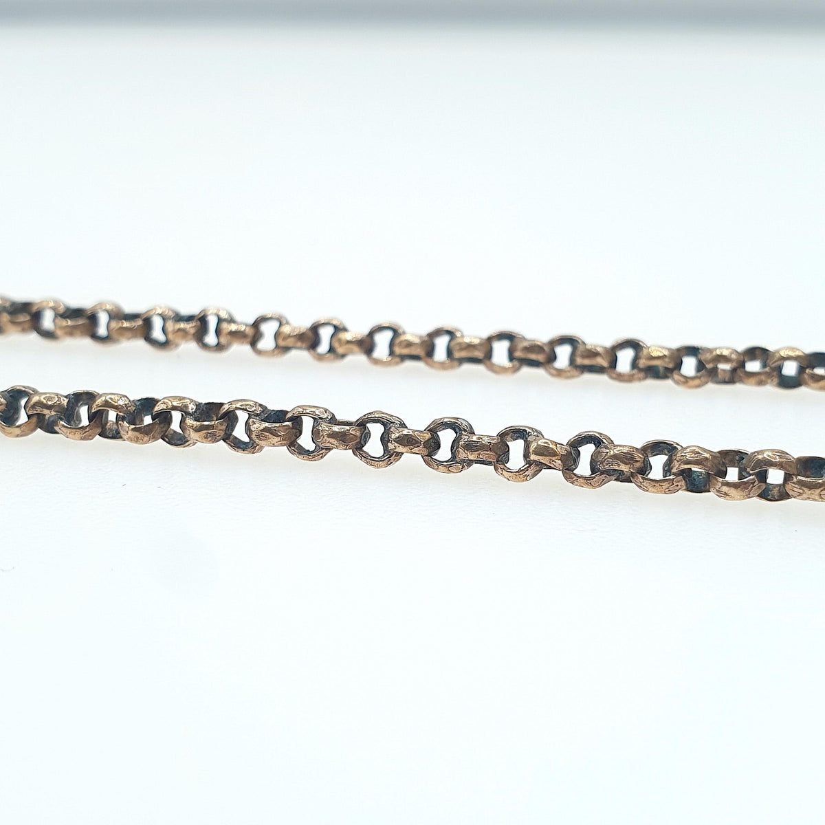 Antique Victorian Rose Gold Gilt Belcher Chain Necklace Faceted Rolo Round Links 7.07g 38.5cm Vintage Jewelry Jewellery Womens
