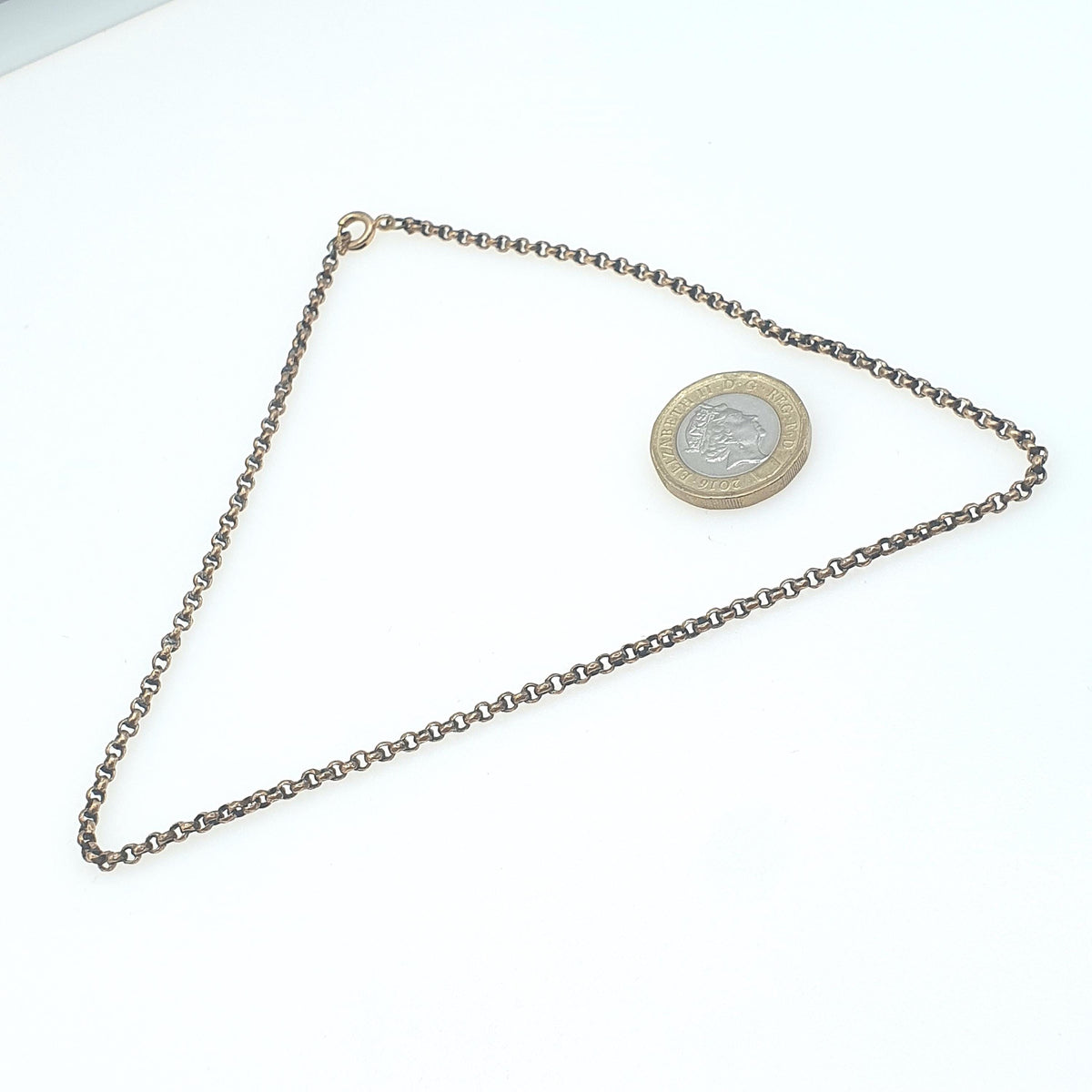 Antique Victorian Rose Gold Gilt Belcher Chain Necklace Faceted Rolo Round Links 7.07g 38.5cm Vintage Jewelry Jewellery Womens
