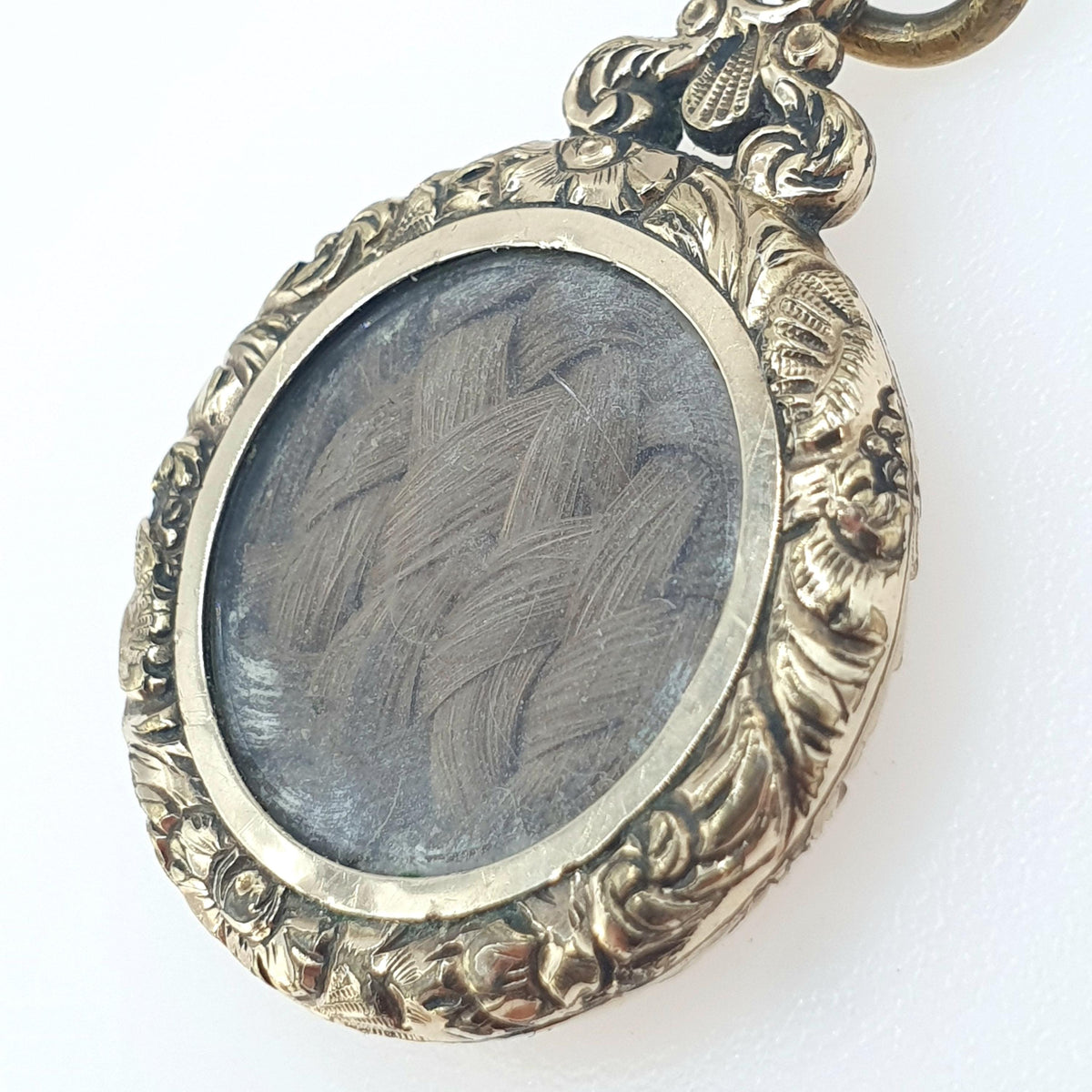 Antique Rolled Gold Mourning Locket Pendant Braided Hair Chased Border Gold Filled Keepsake Womens Jewelry Jewellery