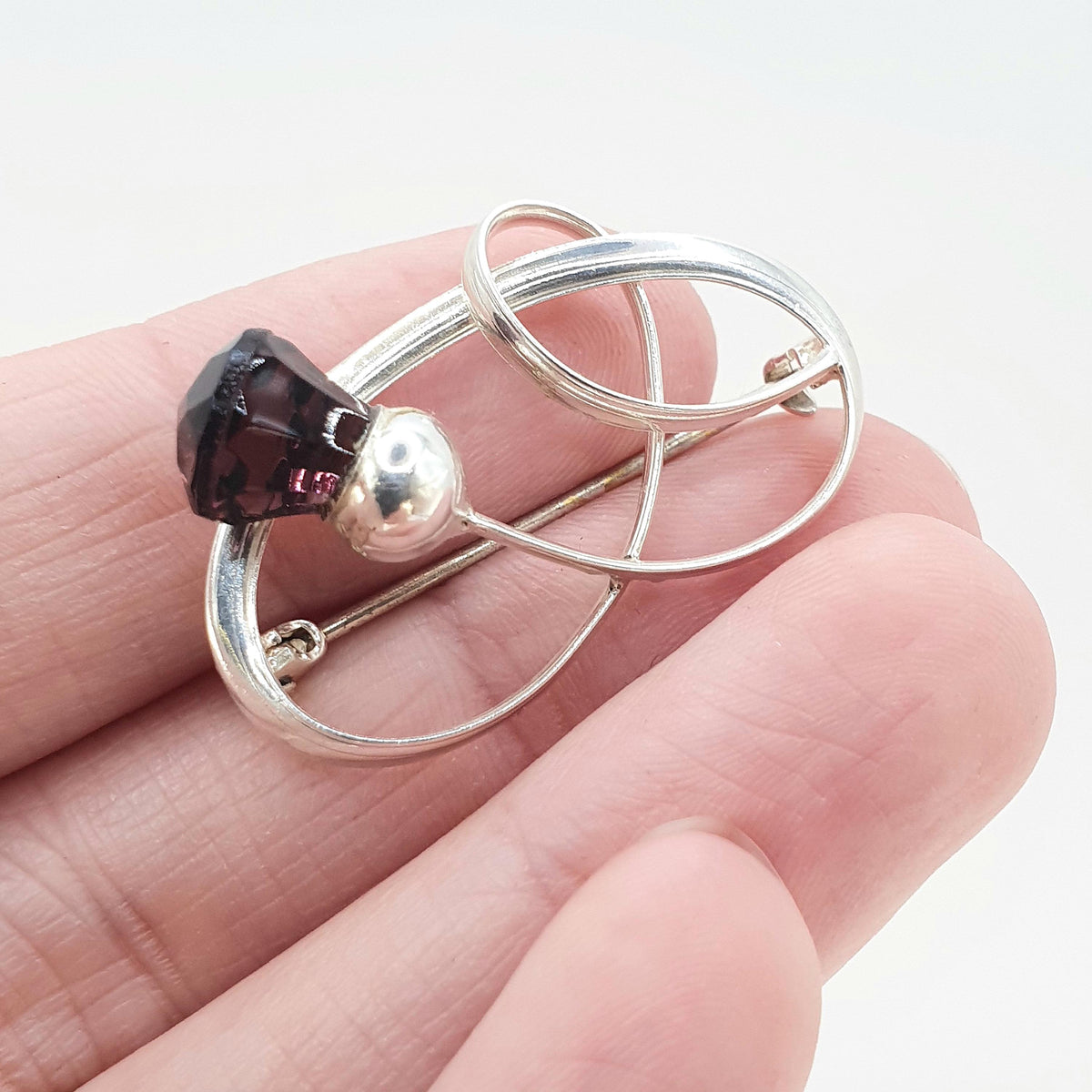 Antique CHARLES HORNER Sterling Silver Amethyst Paste Thistle Brooch Art Nouveau Design Vintage Womens Jewellery Jewelry