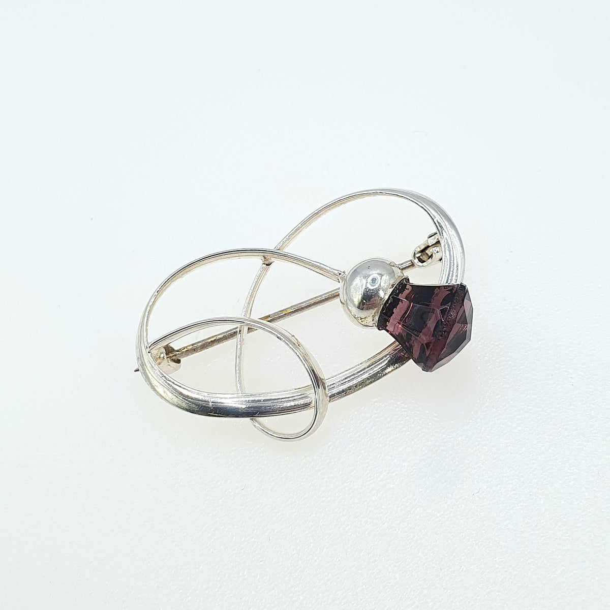 Antique CHARLES HORNER Sterling Silver Amethyst Paste Thistle Brooch Art Nouveau Design Vintage Womens Jewellery Jewelry