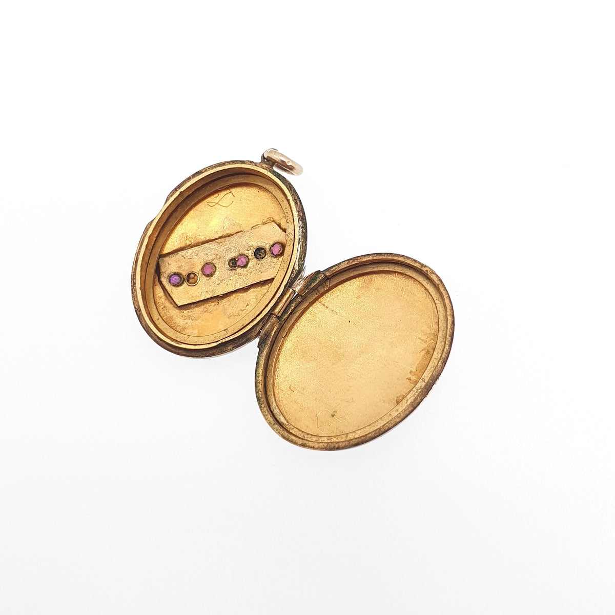 Antique 9ct Gold Ruby Paste Locket Seed Pearl 9k Back & Front Victorian Oval Pendant Picture Photo Vintage Jewelry Jewellery