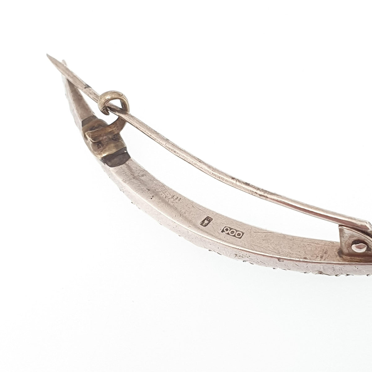 Antique Solid Silver Crescent Moon Diamond Paste Brooch Victorian Sparkly Vintage Celestial Womens Jewelry Jewellery 1800s