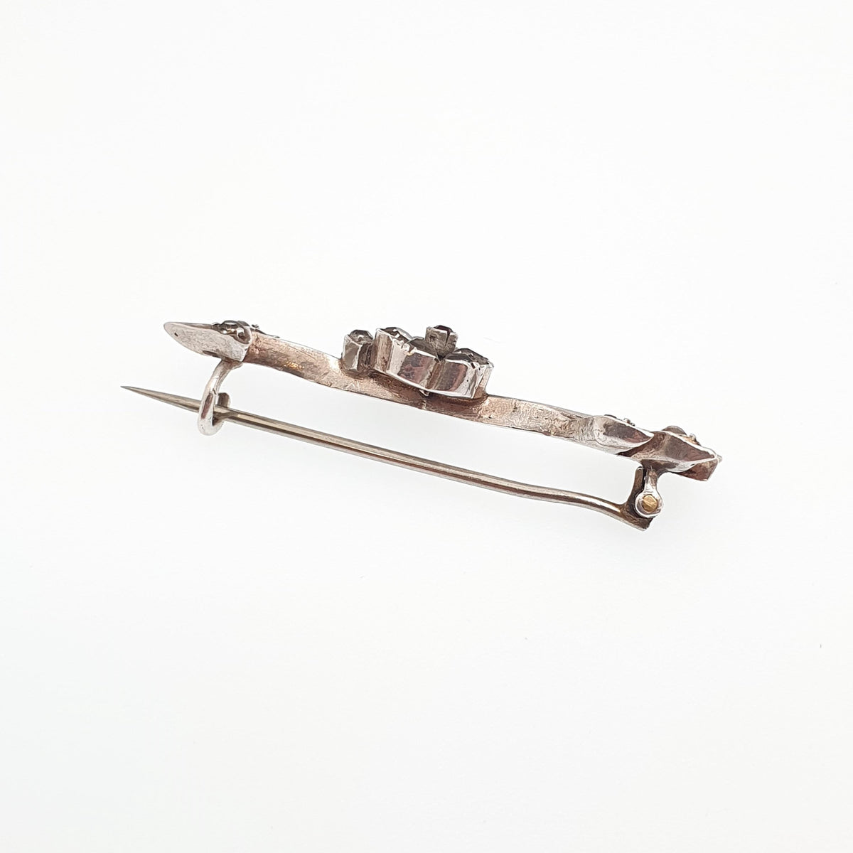 Antique Solid Silver Diamond Paste Arrow Brooch Flower Pin Victorian Bow Flight Feather Vintage Shooting Archery Jewelry Jewellery