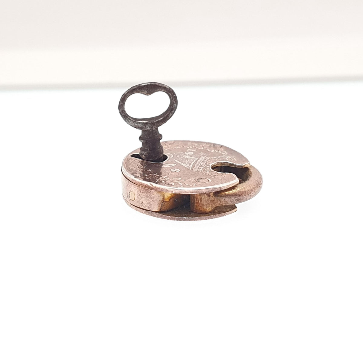 Antique Victorian Sterling Silver Coin Padlock Clasp WORKING WITH KEY Charm Pendant Necklace Victorian Threepence Jewellery Jewelry