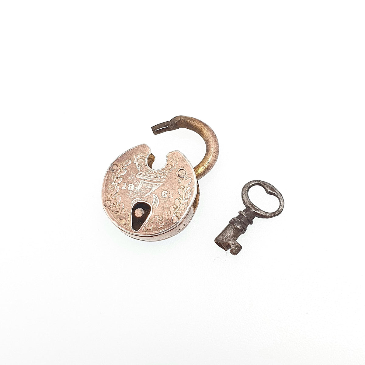Antique Victorian Sterling Silver Coin Padlock Clasp WORKING WITH KEY Charm Pendant Necklace Victorian Threepence Jewellery Jewelry