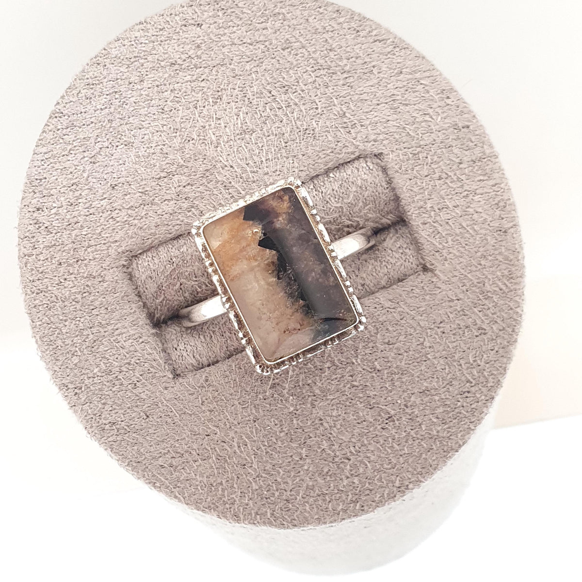 Antique Blue John Sterling Silver Ring TLM Art Deco Thomas L Mott 1920s Rectangular Bleu Jaune Womens Vintage Jewelry Jewellery