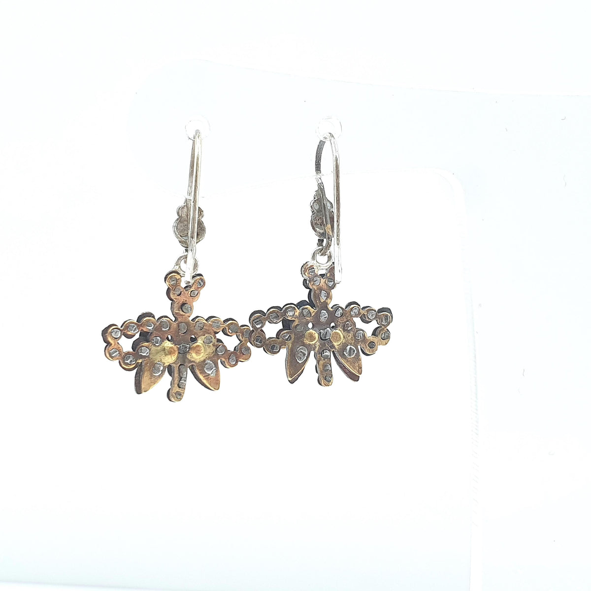Antique Georgian Steel Cut Butterfly Insect Earrings Hanging Bug Solid Silver Hooks Dangle Womens Jewelry Vintage Jewellery