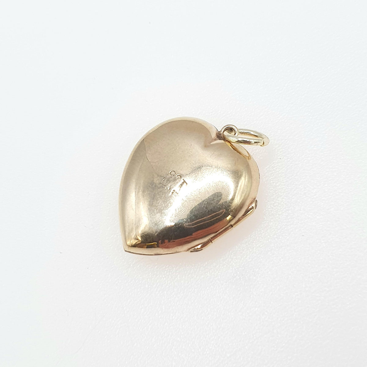 Old Vintage 9ct Gold Heart Locket Diamond Paste 9k 9kt Back & Front Chequered Pattern Vintage Jewelry Jewellery