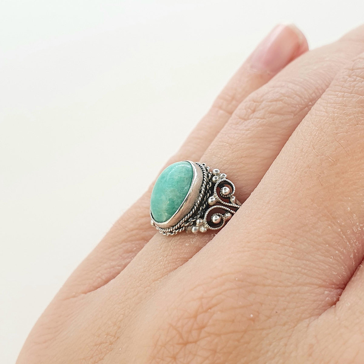 Old Vintage Solid Silver Chinese Jade Ring Genuine Jade Chinese Filigree China Green Womens Ladies Jewelry Jewellery UK L US 5.75
