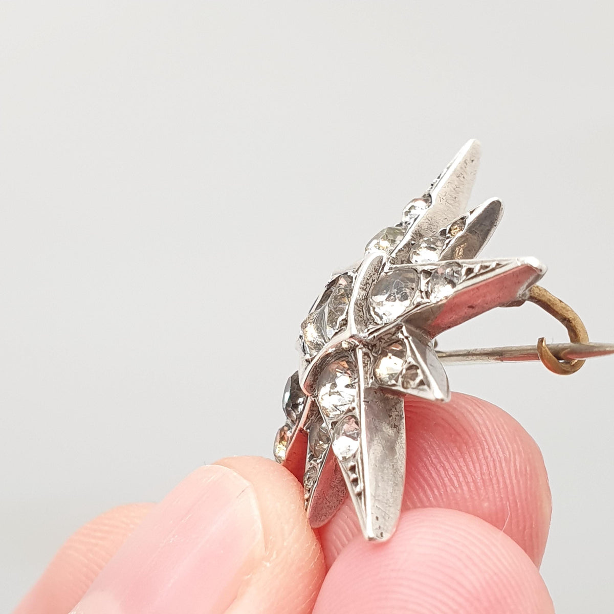 Antique Solid Silver Diamond Paste Star Brooch Victorian Sparkly Pin Celestial Jewelry Jewellery Vintage Starry Night