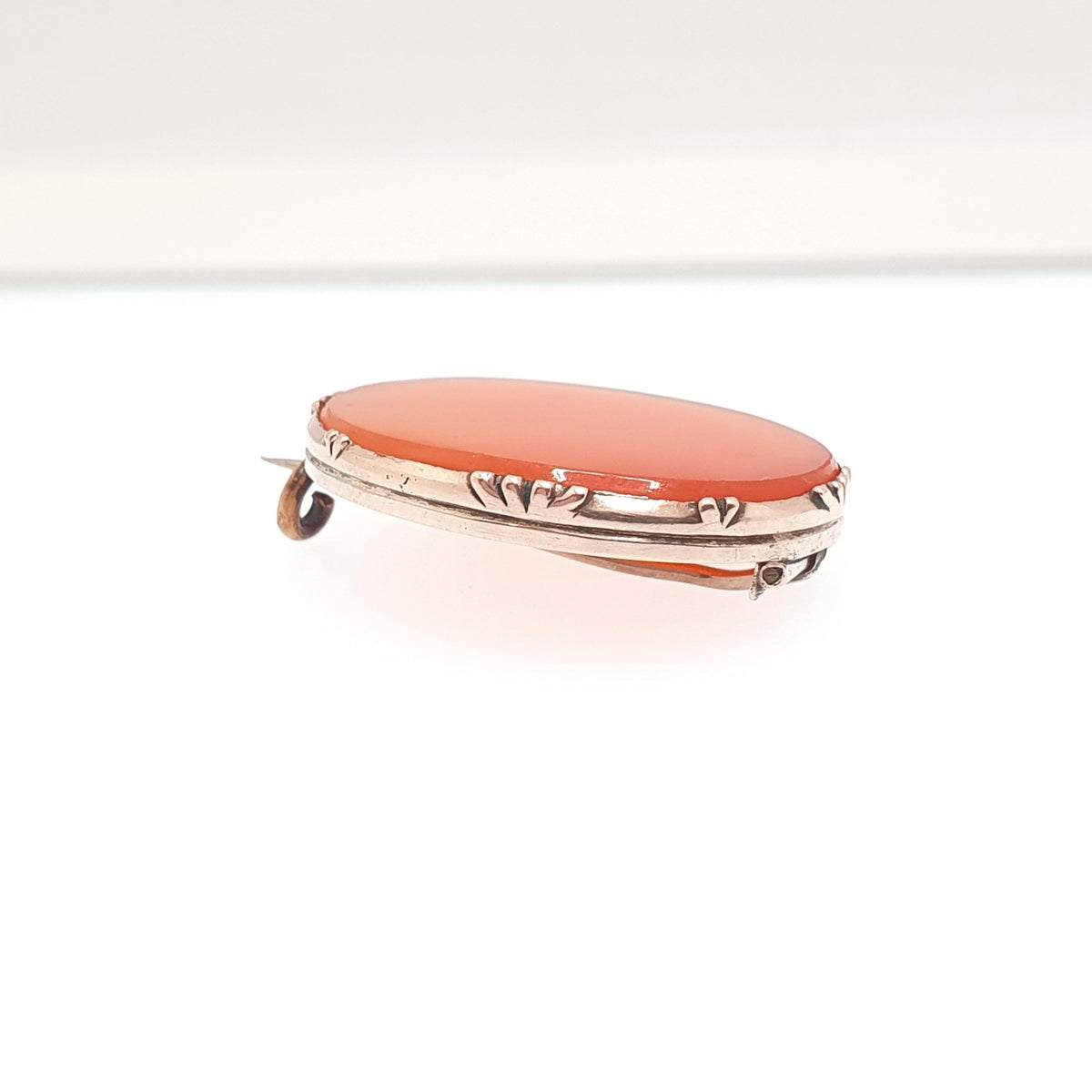 Antique 9ct Gold Carnelian Brooch Victorian Pin Solid 9k 9kt Frame Orange Quartz Gemstone 1800s Womens Jewellery Jewelry