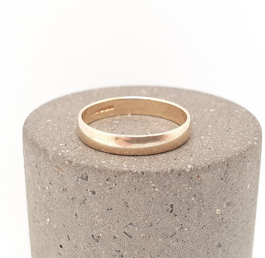 Vintage 9ct 9kt Gold Band Ring Wedding Plain Smooth Hallmarked Solid 375 9k Stacking Stacker Gift Yellow Mens Womens Fine Jewelry Jewellery