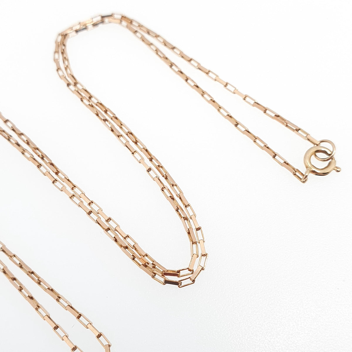 Vintage 9k 9ct Gold Chain Necklace Rectangular Box Link Long 46cm 18.1" 1.99g Solid 375 Yellow Womens Mens Jewellery Jewelry