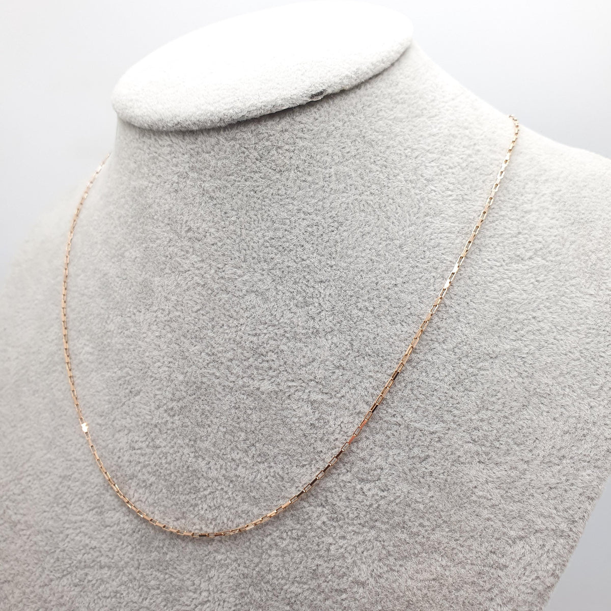 Vintage 9k 9ct Gold Chain Necklace Rectangular Box Link Long 46cm 18.1" 1.99g Solid 375 Yellow Womens Mens Jewellery Jewelry