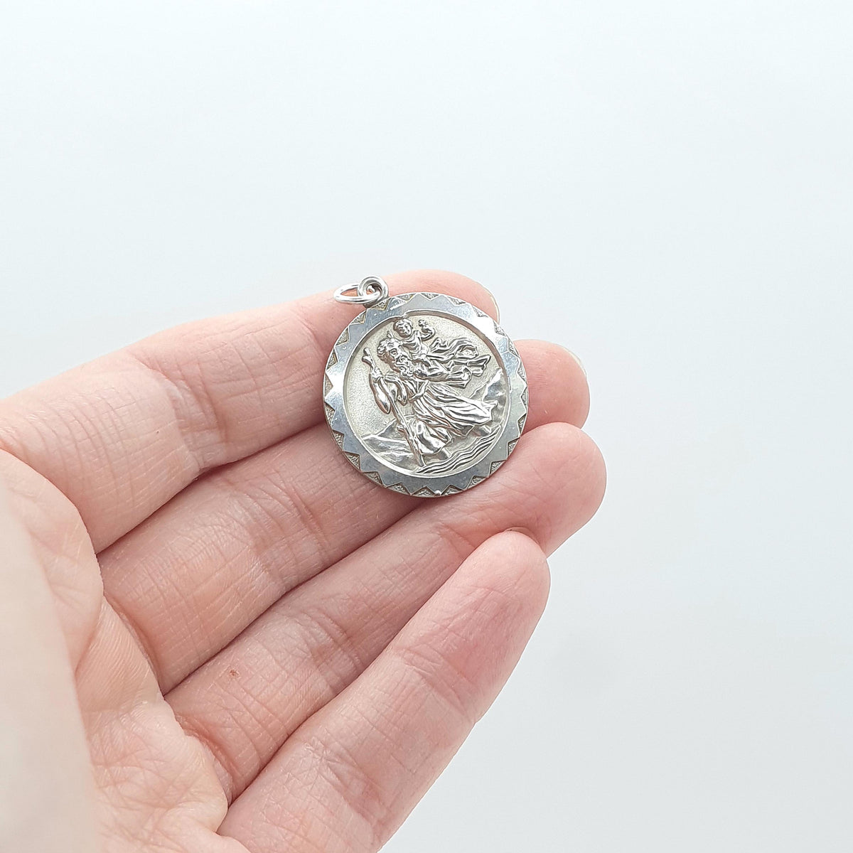 Vintage Sterling Silver GEORG JENSEN St Christopher Pendant Double Sided Necklace Car Plane Boat Retro Women’s Jewellery Jewelry