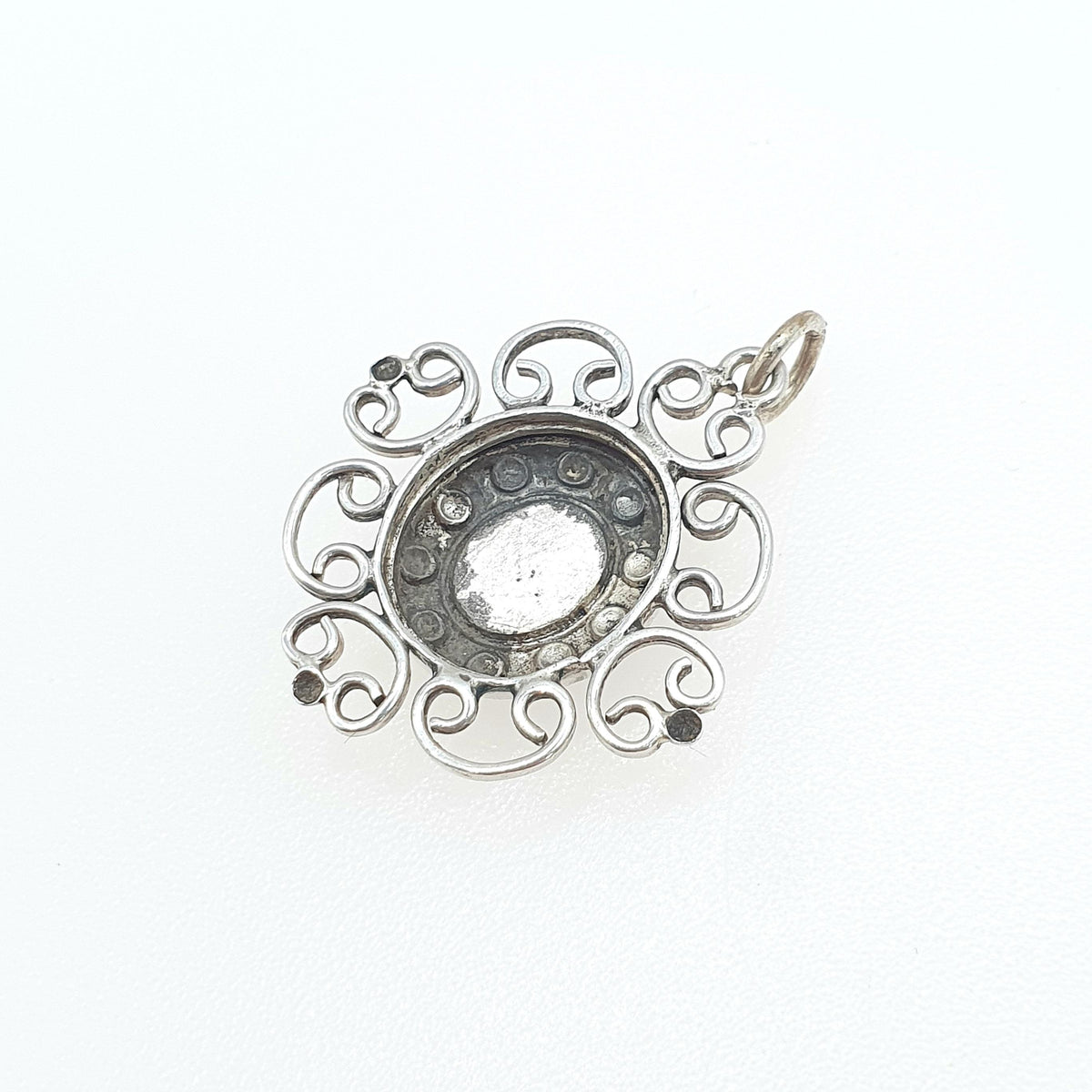 Antique Solid Silver Art Nouveau Pendant Necklace Sky Blue Enamel Handmade Hanging Womens Vintage Jewellery Jewelry