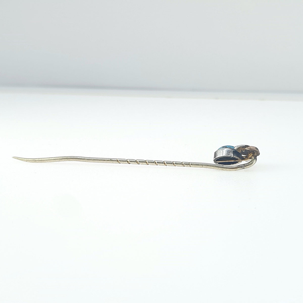 Antique Victorian Solid Silver Turquoise Glass & Pearl Stick Pin Berry Flower and Leaf Base Metal Womens Jewellery Jewelry