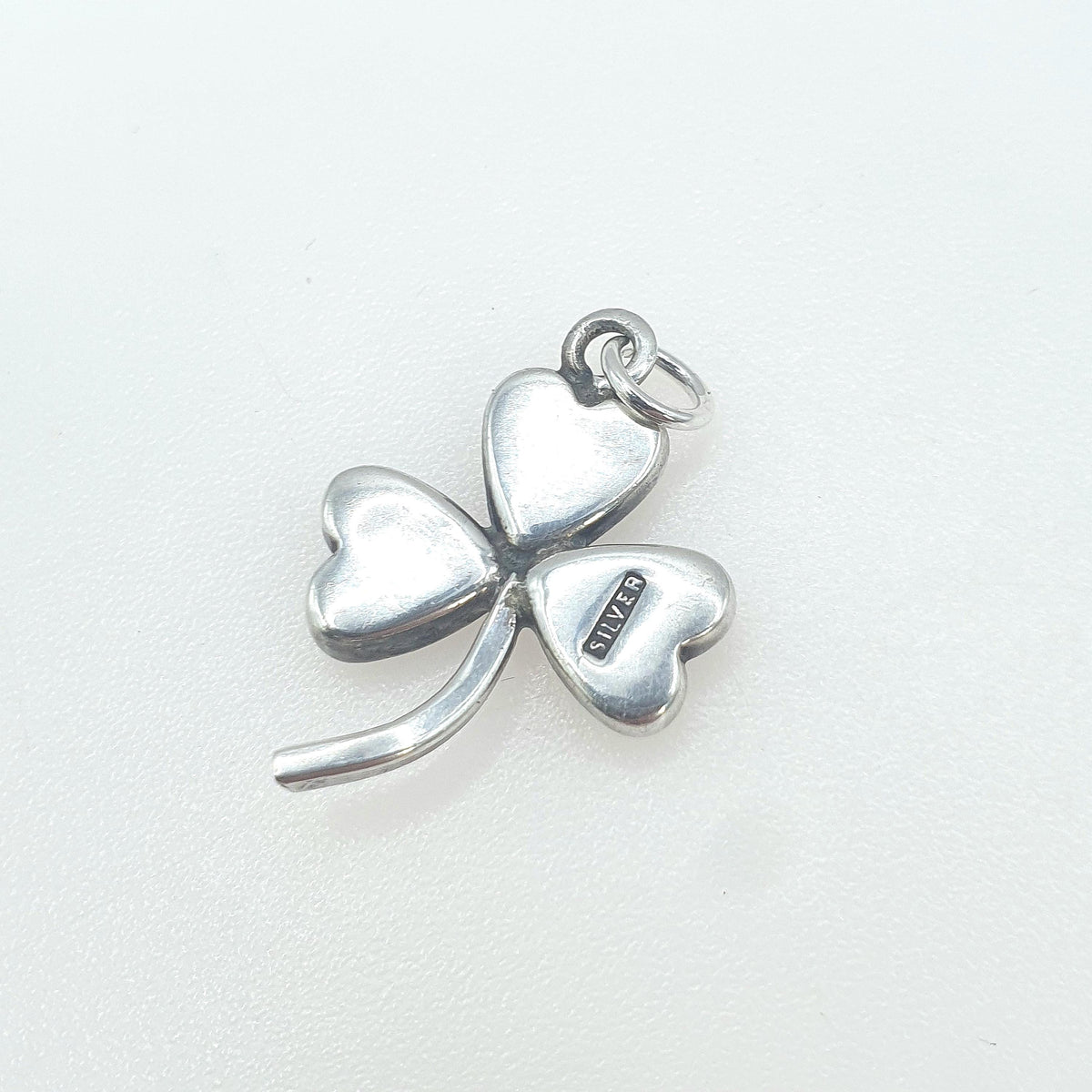 Antique Solid Silver Abalone Shell Clover Pendant Necklace Three Lead Good Luck Lucky Iridescent Rainbow Womens Jewellery Jewelry