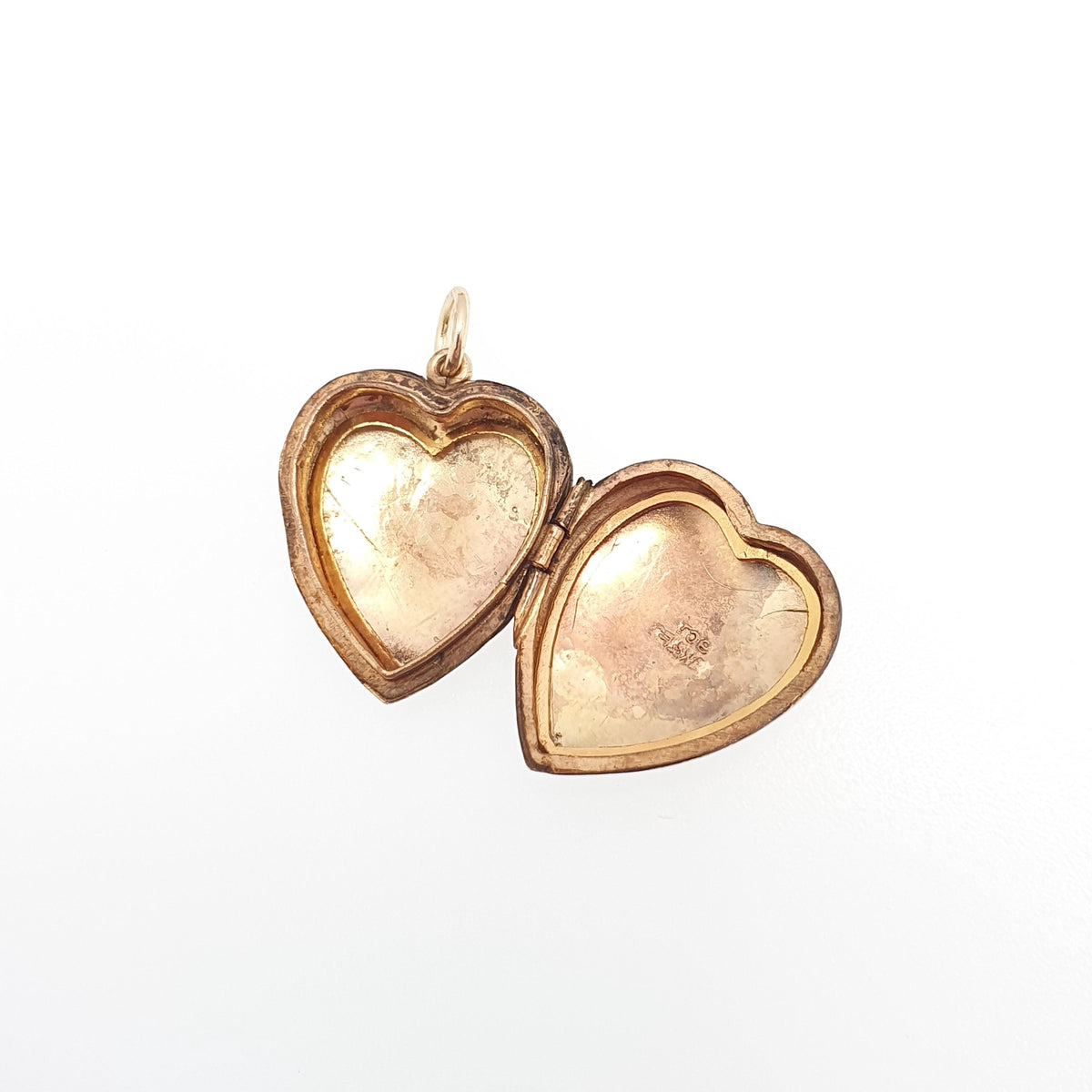 Antique 9ct Gold Bird Engraved Heart Locket 9k 9kt Back and Front Pendant Necklace Vintage Jewelry Womens Jewellery