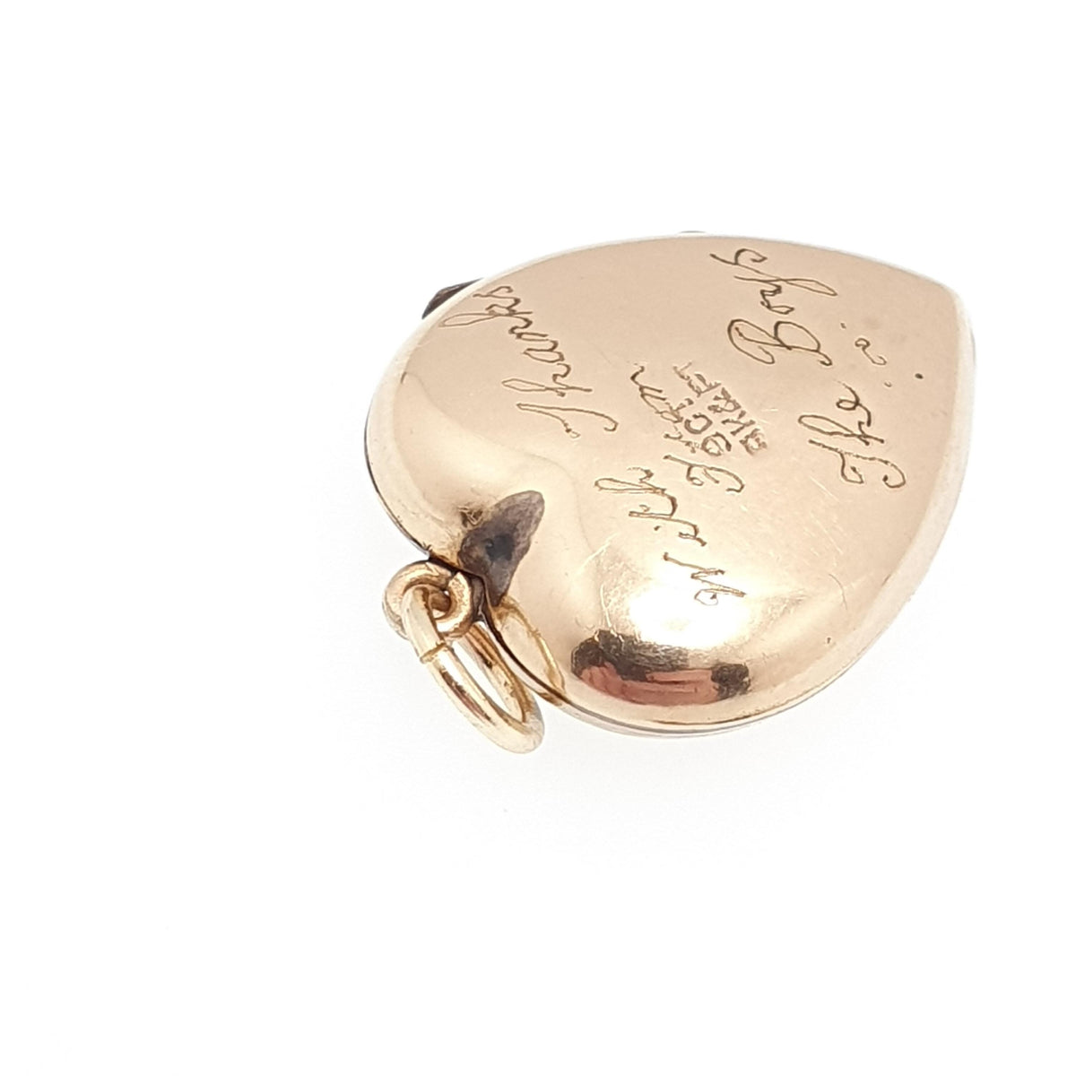 Antique 9ct Gold Bird Engraved Heart Locket 9k 9kt Back and Front Pendant Necklace Vintage Jewelry Womens Jewellery