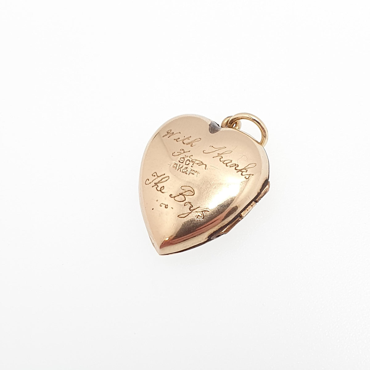 Antique 9ct Gold Bird Engraved Heart Locket 9k 9kt Back and Front Pendant Necklace Vintage Jewelry Womens Jewellery
