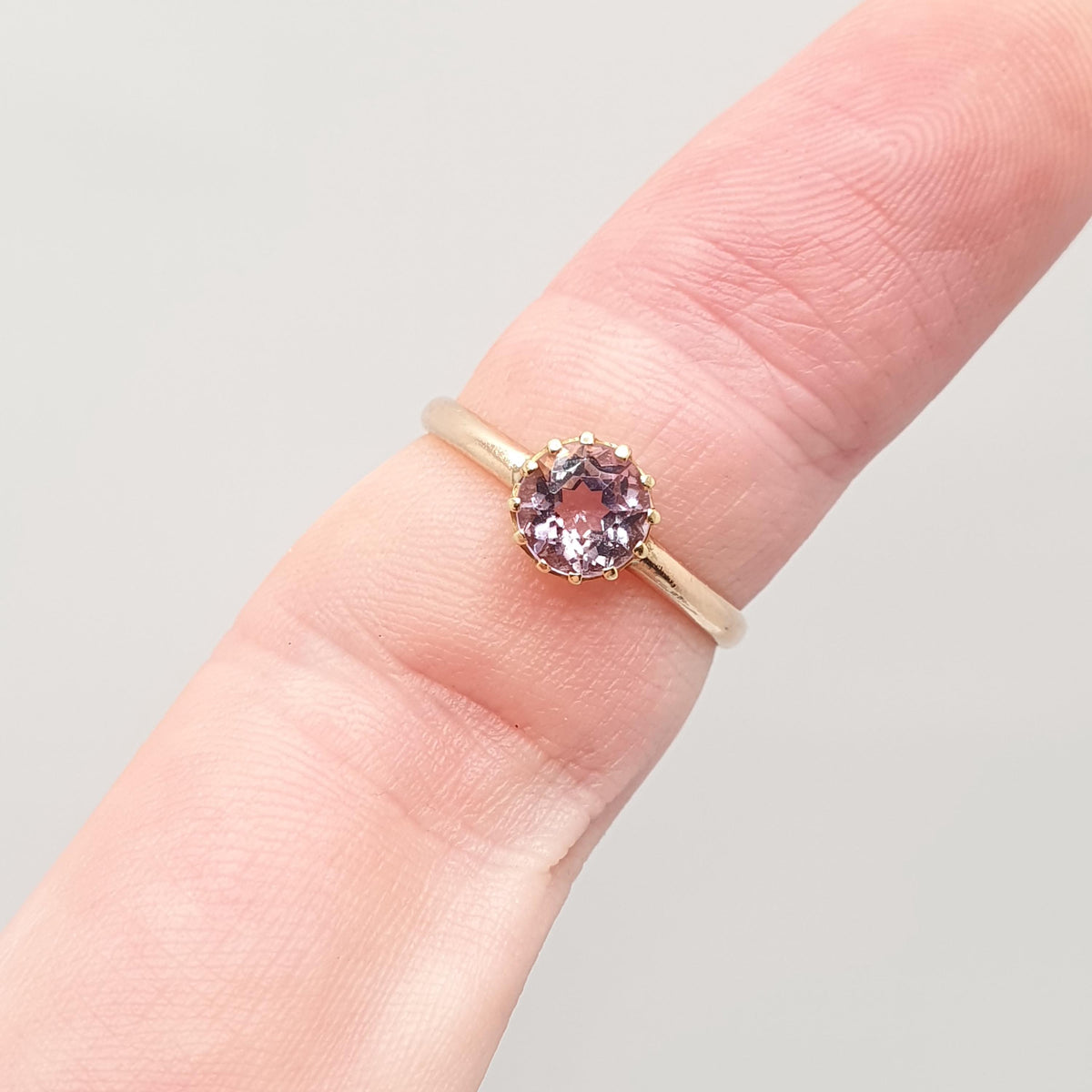 Antique 14k Gold Amethyst Ring Victorian Round Cut 18k Bezel Solitaire Solid 14kt and 18kt Genuine Gemstone Vintage Womens Jewelry Jewellery