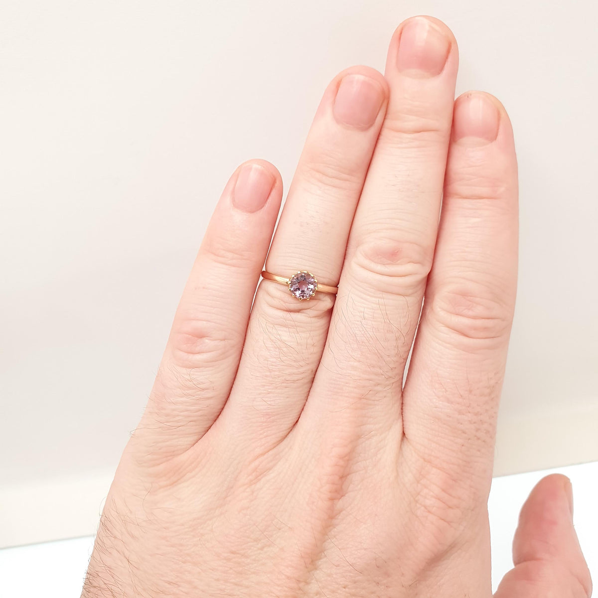Antique 14k Gold Amethyst Ring Victorian Round Cut 18k Bezel Solitaire Solid 14kt and 18kt Genuine Gemstone Vintage Womens Jewelry Jewellery