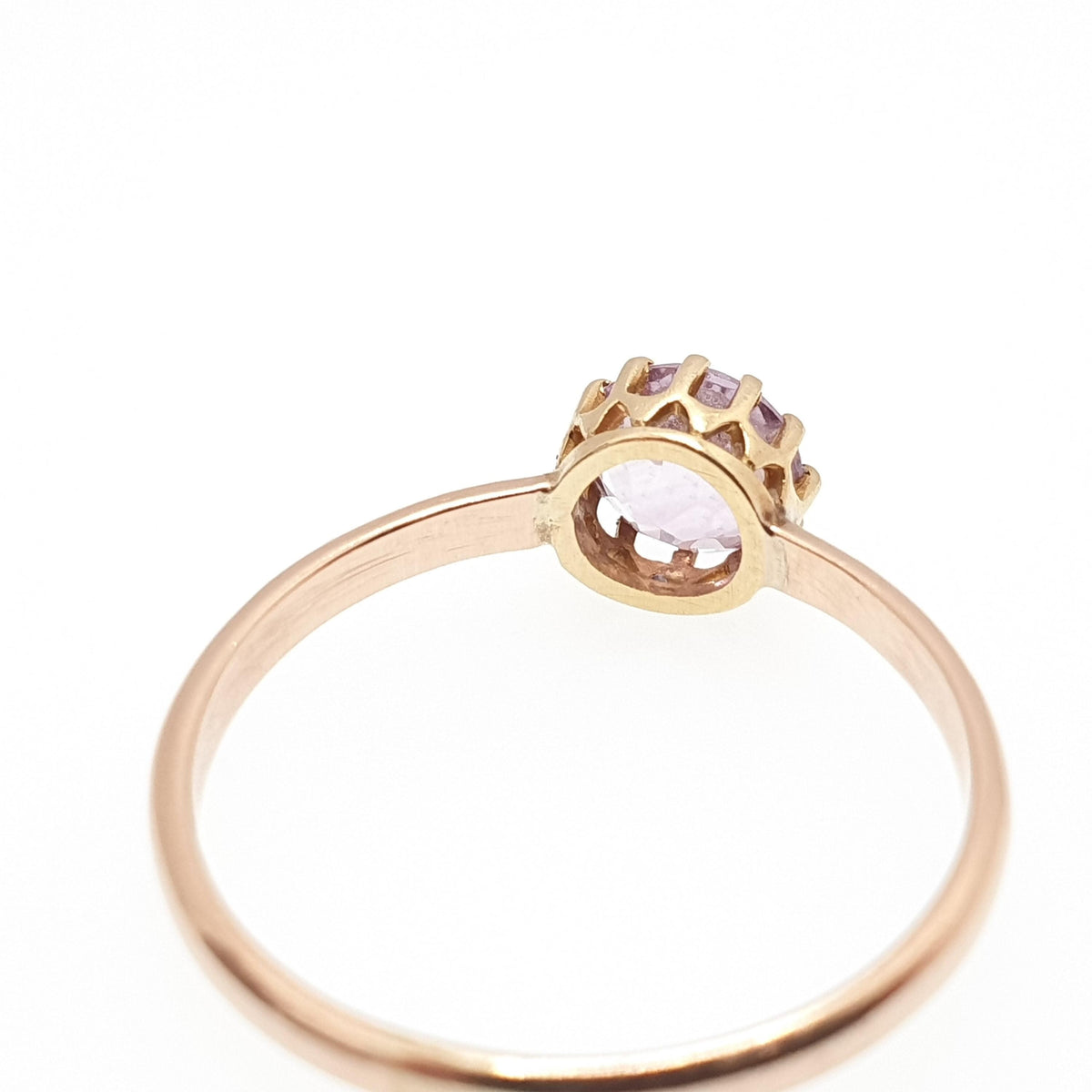 Antique 14k Gold Amethyst Ring Victorian Round Cut 18k Bezel Solitaire Solid 14kt and 18kt Genuine Gemstone Vintage Womens Jewelry Jewellery